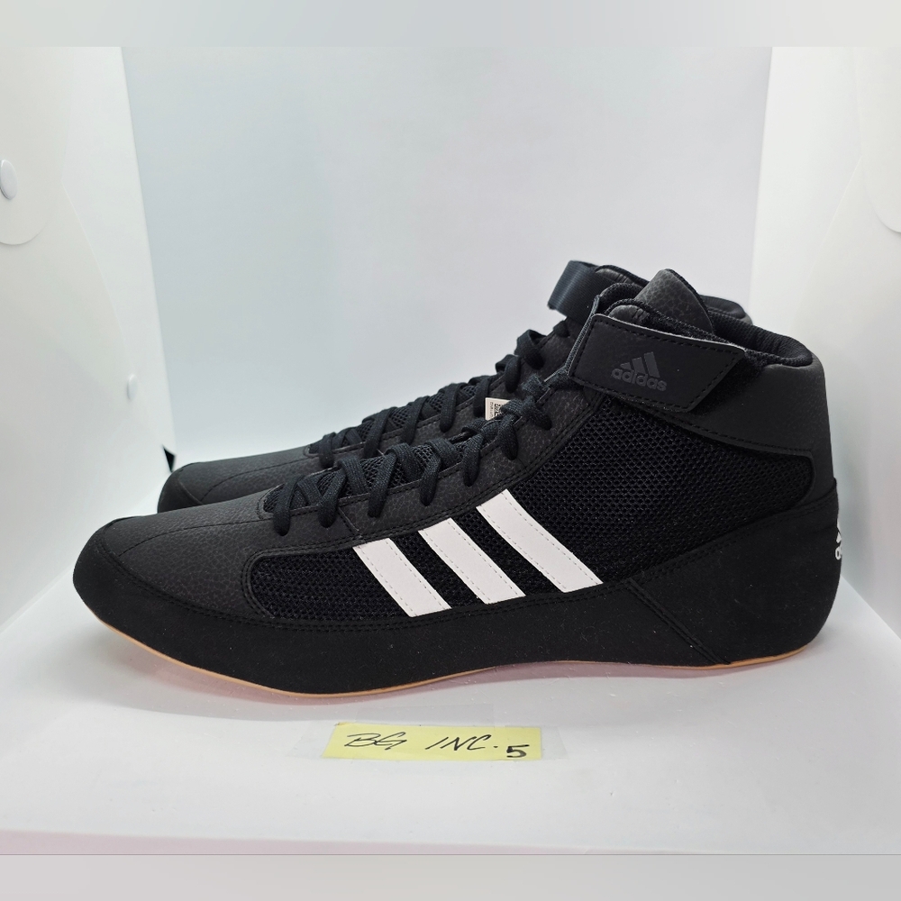 Adidas HVC 2 Wrestling Combat Shoes Black White AQ3325 / MEN'S SIZE 14.5 NEW MMA